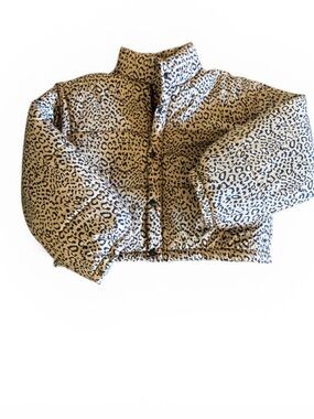 Sadie & Sage Leopard Print Puffer Jacket in Tan and Black NWT Size XS